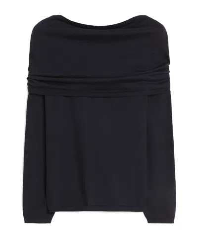 Max Mara Long-sleeved Cashmere Sweater In Brown