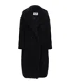 Max Mara Teddy Camel & Silk Blend Coat In Black