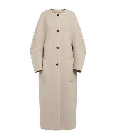 Max Mara Album Collarless Cashmere Long Coat In Beige