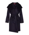 Max Mara Rialto Hooded Camel Coat In Black