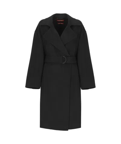 Max Mara Long-sleeved Coat In Black