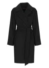 Max Mara Cles Virgin Wool Blend Belted Coat In Black