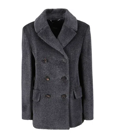 Max Mara Long-sleeved Coat In Blue