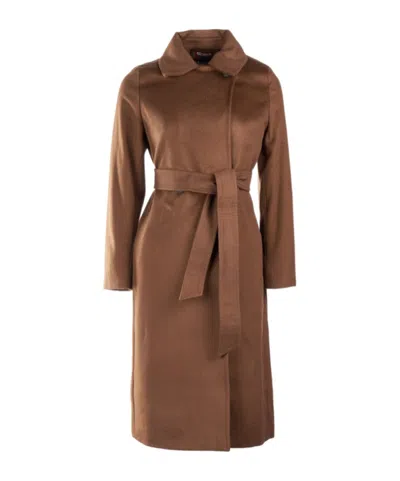 Max Mara Long-sleeved Coat In Brown