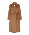 Max Mara Belted Waist Camel Coat With Detachable Belt In Brown