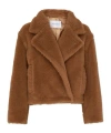 Max Mara Textured Camel Coat With Classic Lapel In Brown