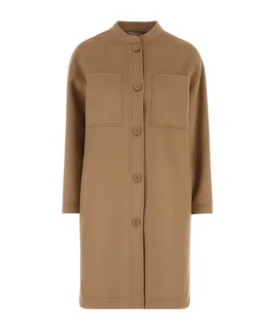 Max Mara Long-sleeved Coat In Brown