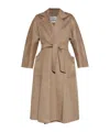 Max Mara Studio Camel Belted Coat In Wool Blend In Brown
