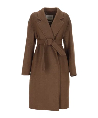 Max Mara Long-sleeved Coat In Brown