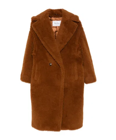 Max Mara Wool-blend Double-breasted Coat In Brown