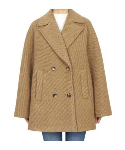 Max Mara Long-sleeved Coat In Brown