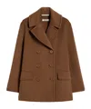 Max Mara Wool Broadcloth Pea Coat In Brown