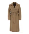 Max Mara Studio Mstcles Belted Kimono-sleeve Coat In Brown