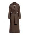 Max Mara Smmpace Long Wool Blend Belted Coat In Brown