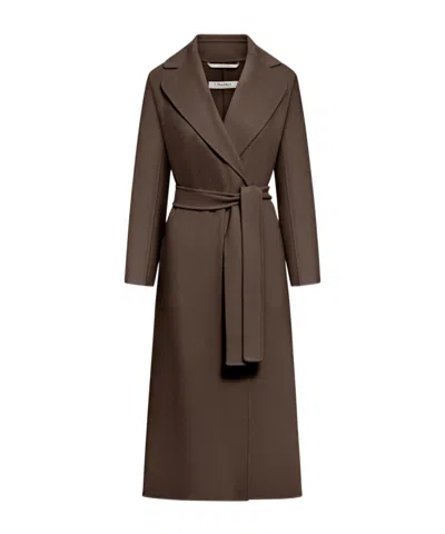 Max Mara Long-sleeved Coat In Brown