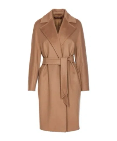 Max Mara Long-sleeved Coat In Brown