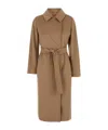 Max Mara Studio Belted Long-sleeved Coat In Brown