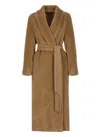 Max Mara Long-sleeved Lapel Coat In Brown