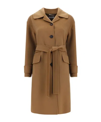 Max Mara Long-sleeved Coat In Brown