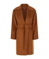 Max Mara Tan Mstdravenna Belted Wrap Coat In Brown