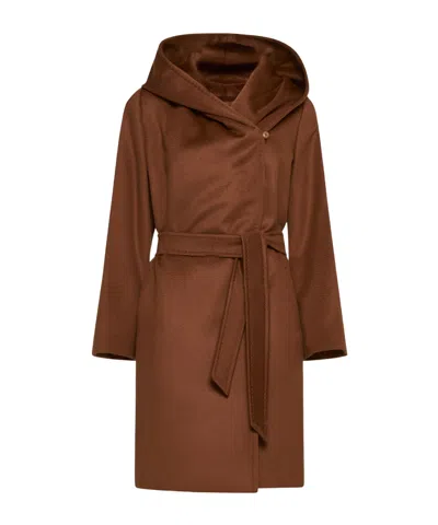 Max Mara Long-sleeved Coat In Brown