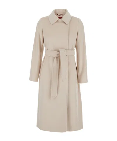 Max Mara Long-sleeved Coat In Neutral