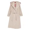 Max Mara Hooded Belted Coat In Neutral