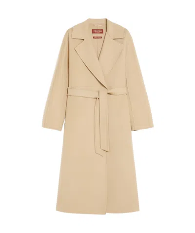 Max Mara Long-sleeved Coat In Nude