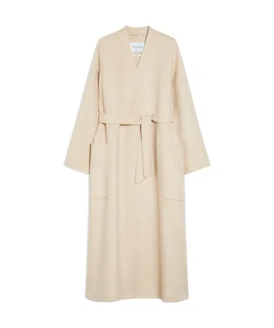 Max Mara Long-sleeved Coat In Nude