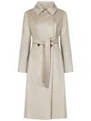 Max Mara Dove Grey Double-breasted Cashmere Coat In Nude