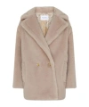 Max Mara Short Teddy Bear Icon Coat In Alpaca And Wool In Neutral