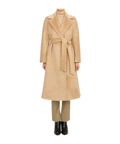 Max Mara Long-sleeved Coat In Nude