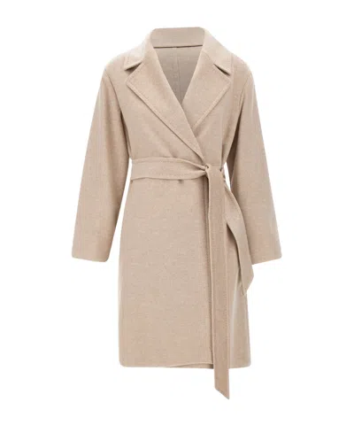 Max Mara Long-sleeved Coat In Nude