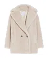 Max Mara Short Teddy Bear Icon Coat In Alpaca And Wool In Neutral