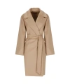 Max Mara Long-sleeved Coat In Nude