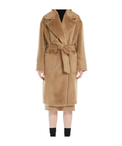 Max Mara Long-sleeved Coat In Nude