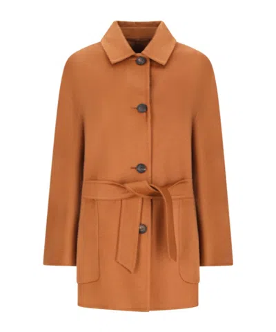 Max Mara Long-sleeved Coat In Orange