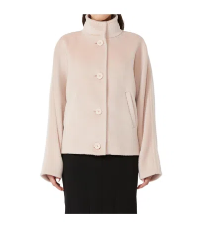 Max Mara Long-sleeved Coat In Pink