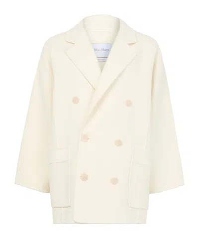 Max Mara Orma Short Wool And Cashmere Coat In White