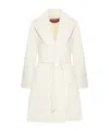 Max Mara Belted Wool Coat In White