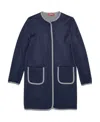 Max Mara Long Sleeved Coat With Round Neck In Blue