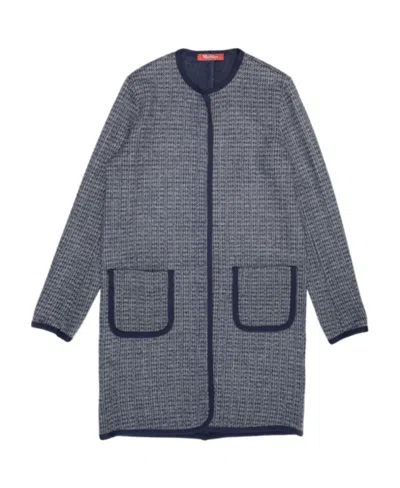 Max Mara Long Sleeved Coat With Round Neck In Gray