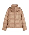 Max Mara Hooded Down Jacket In Water-repellent Fabric In Brown
