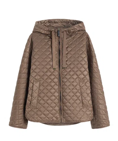 Max Mara Quilted-design Hooded Jacket In Brown