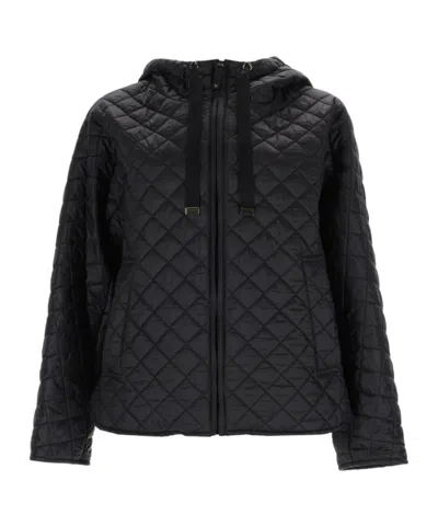 Max Mara Long-sleeved Cotton-padded Jacket In Black