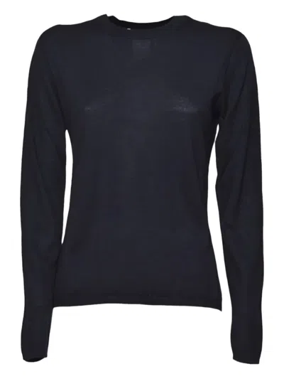 Max Mara Long-sleeved Crew-neck T-shirt In Blue