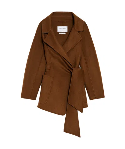 Max Mara Long-sleeved Crossed Jacket In Brown