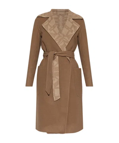 Max Mara Long-sleeved Double-sided Coat In Brown