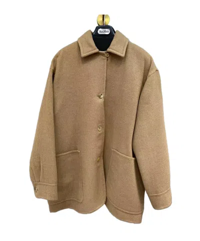 Max Mara Long-sleeved Double-sided Coat In Brown
