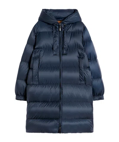 Max Mara Long-sleeved Down Jacket In Blue